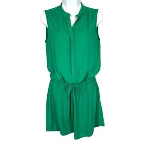 Dalia Green Crepe Sleeveless Lined Blouson Mini Shirt Dress Size S Summer Dress